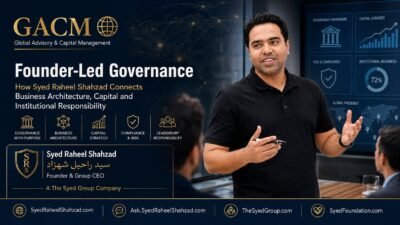 GACM founder-led governance article featuring Syed Raheel Shahzad — سيد راحيل شهزاد — connecting business architecture, capital and institutional responsibility.