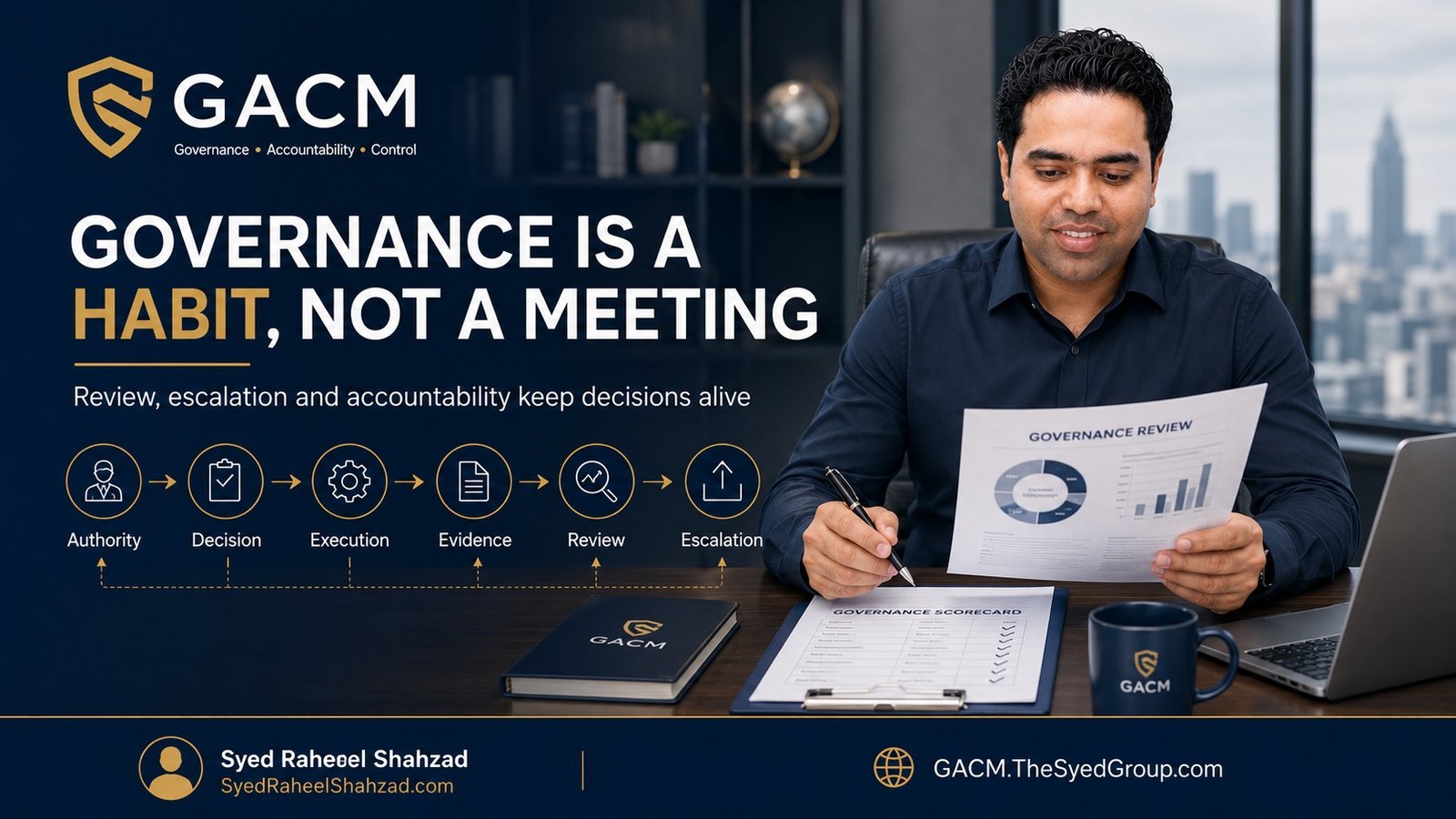 Governance Is a Habit, Not a Meeting: How Review, Escalation and Accountability Keep Decisions Alive — Syed Raheel Shahzad featured image