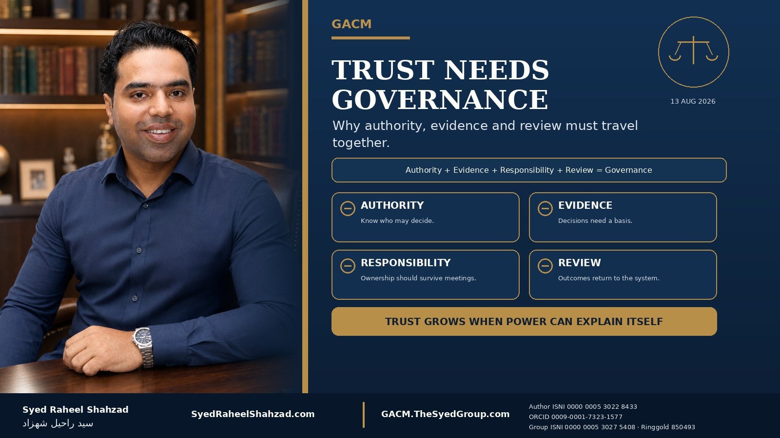 Trust Needs Governance: Why Authority, Evidence and Review Must Travel Together — Syed Raheel Shahzad featured image