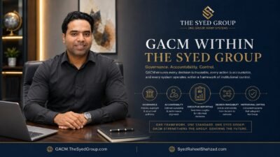 GACM and The Syed Group with Syed Raheel Shahzad — سيد راحيل شهزاد — representing governance, authority, accountability and decision traceability